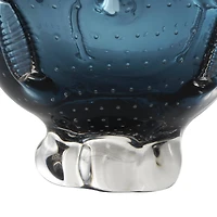 13" Dark Blue Ombre Glass Bowl