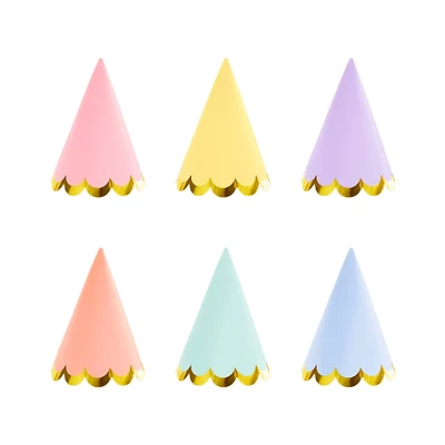 12 Packs: 6 ct. (72 total) 5" Pastel with Foil Scallop Party Hats by Celebrate It™
