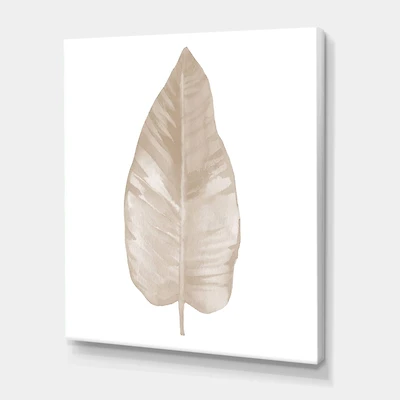 Designart - Dried Leaf Plant Beige On White