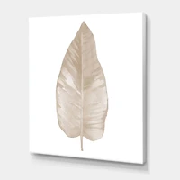 Designart - Dried Leaf Plant Beige On White