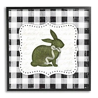 Stupell Industries Festive Easter Bunny Ribbon Spring Plaid Pattern Framed Giclee Art