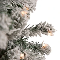 6.5ft. Pre-Lit Flocked Madison Pine Artificial Christmas Tree, Clear Lights