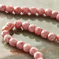 Pink Czech Glass Faceted Round Beads, 6mm by Bead Landing™