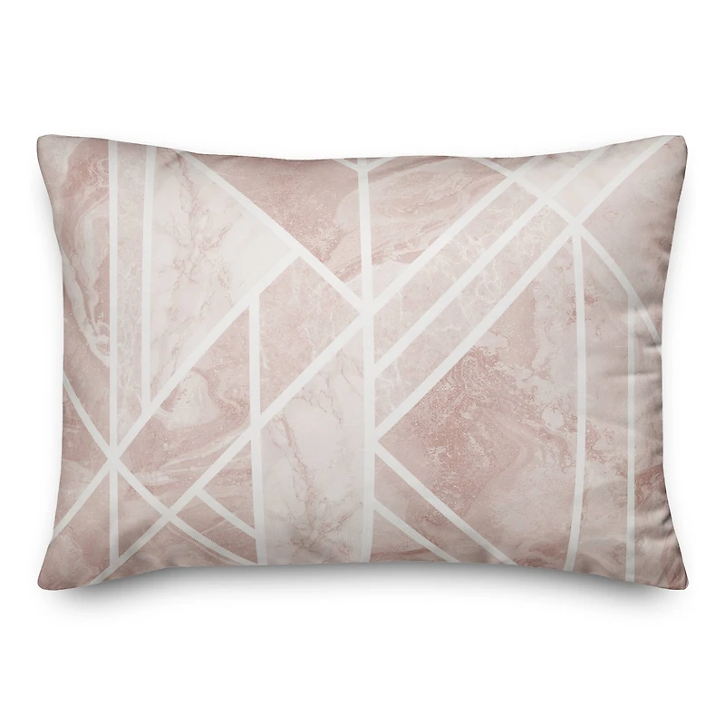 Blush Marble Geo Pattern 14" x 20" Throw Pillow