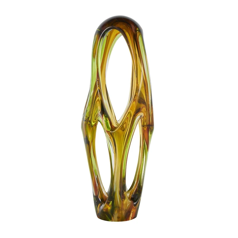 21" Orange Glass Abstract Ombre Cutout Sculpture