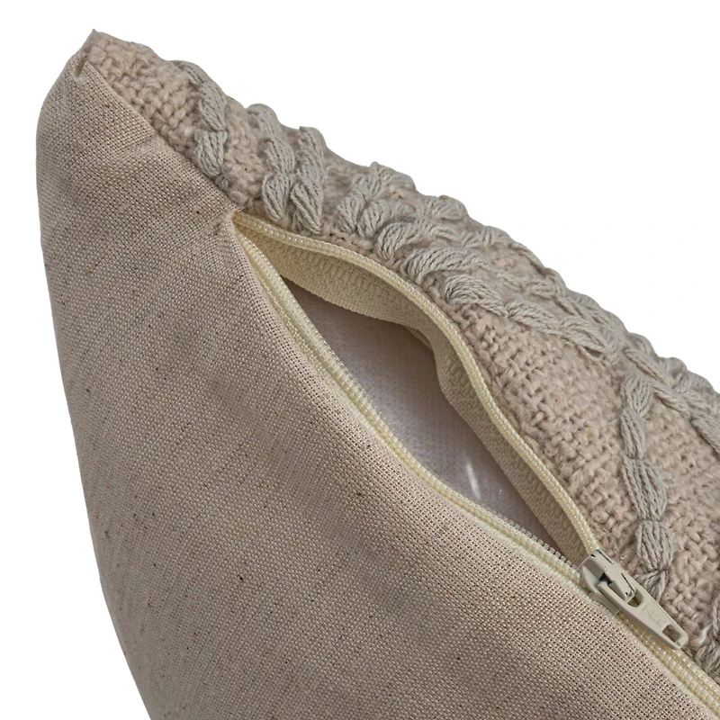 Hello Honey® 20" Natural Seashell Hand-Embroidered Pillow