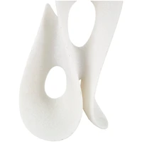 15.5" White Polystone Abstract Wavy Shaped Sculpture with Cutouts and Speckled Texturing