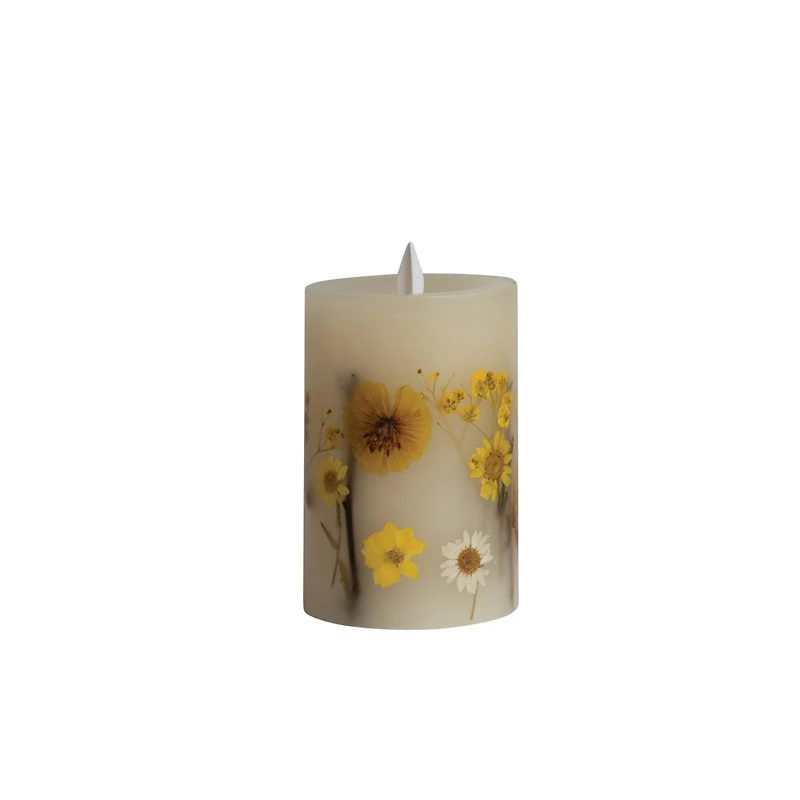 Hello Honey® Pillar LED Candle with Daisy Inlay
