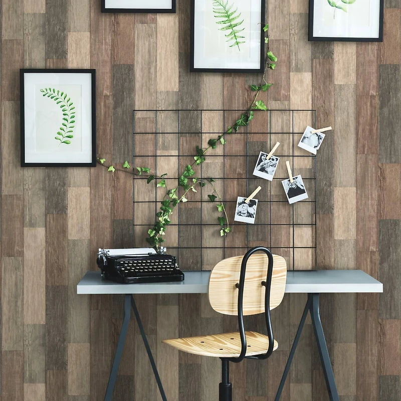 RoomMates Dark Weathered Plank Peel & Stick Wallpaper