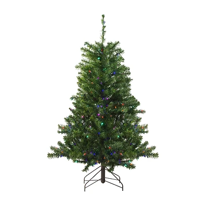4ft. Pre-Lit Canadian Pine Artificial Christmas Tree, Multicolor LED Lights