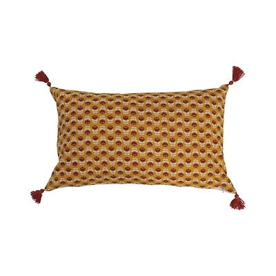 Hello Honey® Floral Pattern Cotton Slub Lumbar Pillow with Tassels