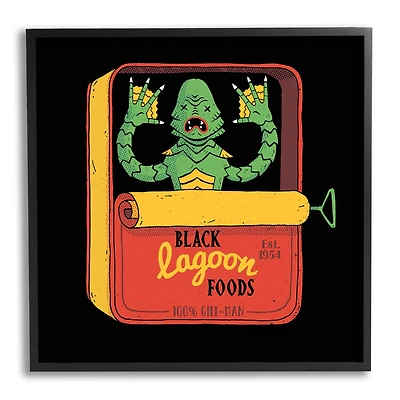Stupell Industries Black Lagoon Creature Novelty Tuna Can Design Framed Giclee Art