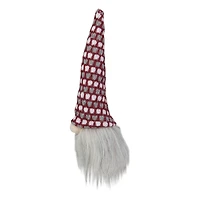 8" Red, White & Gray Knit Gnome Head LED Ornament