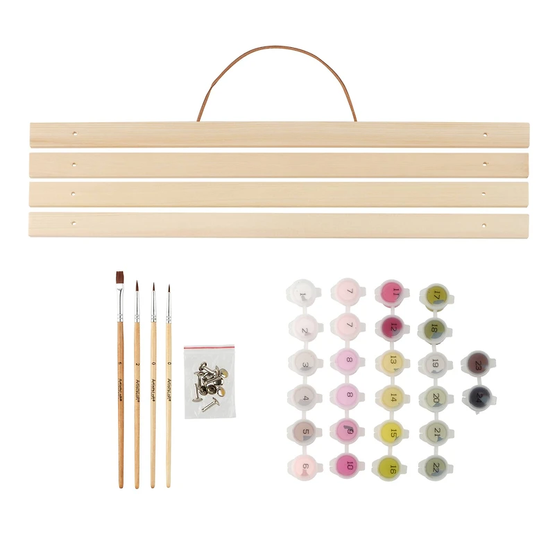 16" x 20" Hummingbirds with Flowers Paint-by-Number Kit with Wood Display Hanger by Artist's Loft®