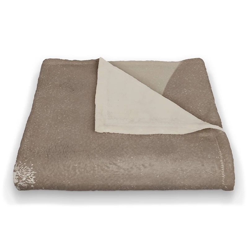 50" x 60" Neutral Boho Botanical Coral Fleece Throw Blanket