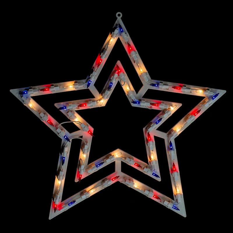 17" July 4th Patriotic Star Window Silhouette Decoration