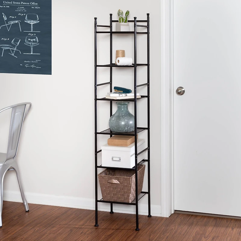 Honey Can Do Black 6-Tier Space-Saving Shelving Tower