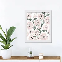 11" x 14" Farmhouse Floral Pattern White Framed Print Wall Art