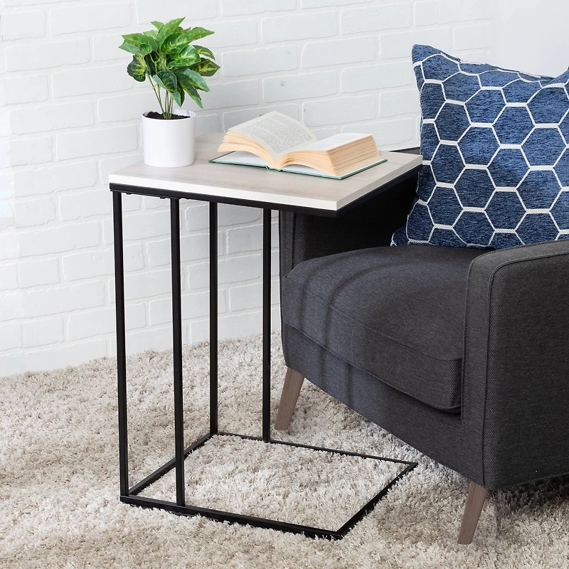 Honey Can Do 25" Natural Square C End Table