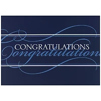 JAM Paper White & Blue Script Blank Congratulations Cards & Envelopes Set