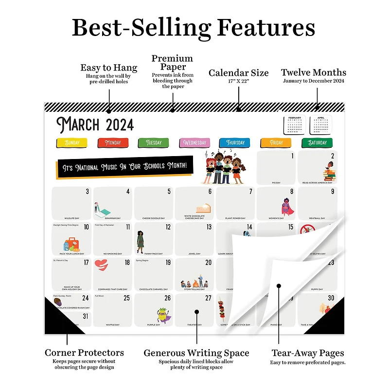 TF Publishing 2024 Every Day's A Holiday Medium Desk Pad Monthly Blotter Calendar