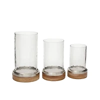 Clear Aluminum Traditional Hurricane Lamp Set