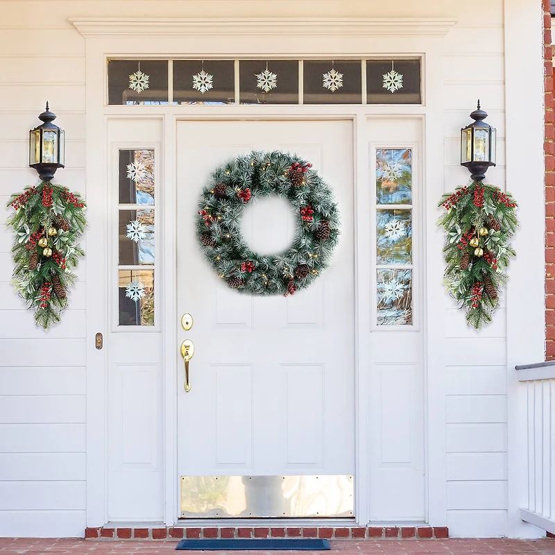 Glitzhome® 26" Berry, Pinecone & Bell Teardrop