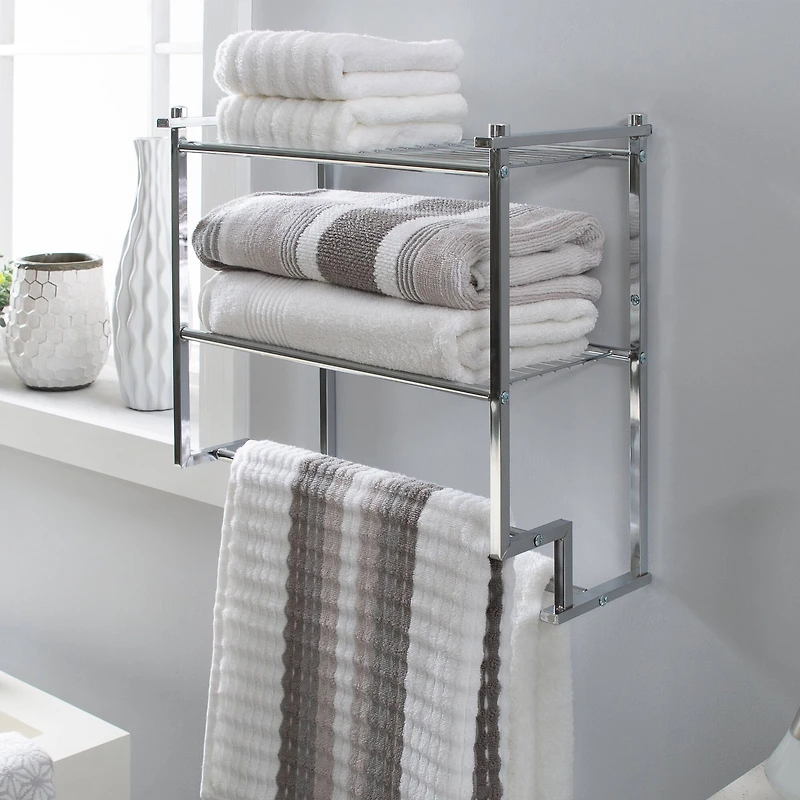 Organize It All 2-Tier Wall Mounted Shelf & Towel Rack 