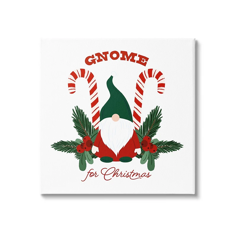 Stupell Industries Gnome For Christmas Candy Canes Canvas Wall Art