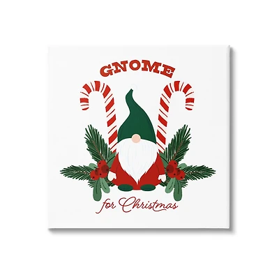 Stupell Industries Gnome For Christmas Candy Canes Canvas Wall Art