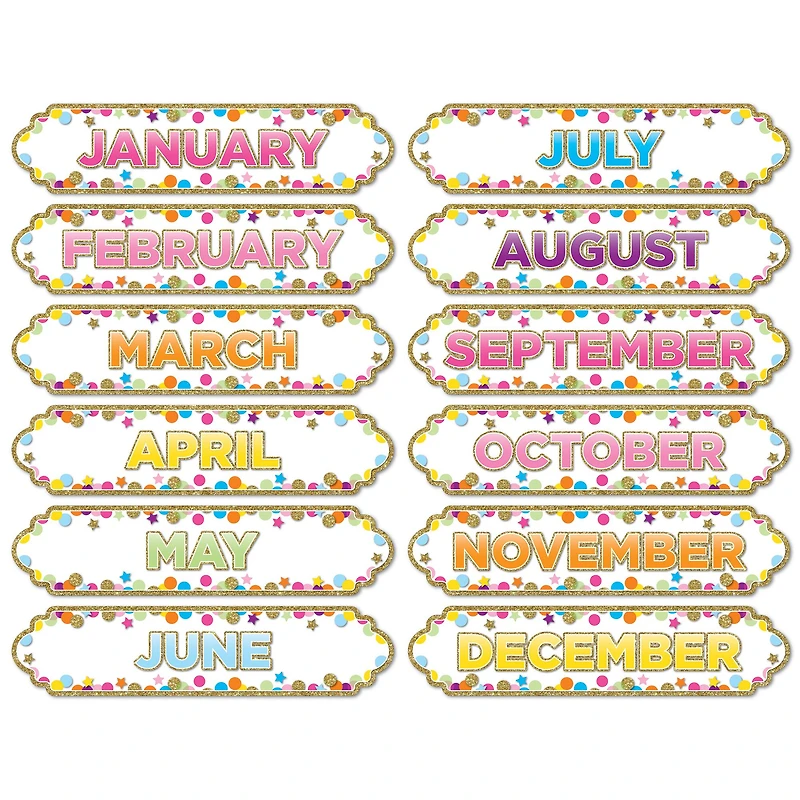 Confetti Months of the Year Magnetic Die-Cut Timesavers & Labels, 6ct.