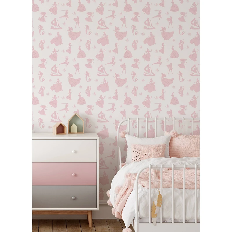 RoomMates Disney 100th Anniversary Princesses Pink Peel & Stick Wallpaper