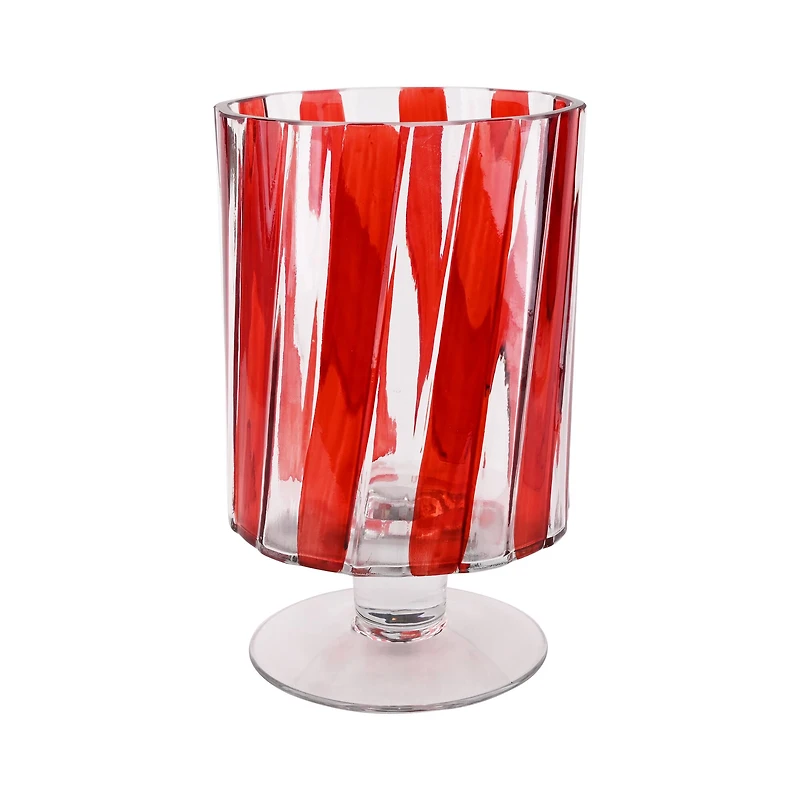 8" Red & White Stripe Glass Vase by Ashland®