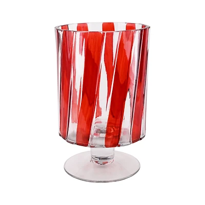 8" Red & White Stripe Glass Vase by Ashland®