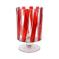 8" Red & White Stripe Glass Vase by Ashland®