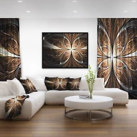 Designart - Fractal Flower Brown Black Digital Art