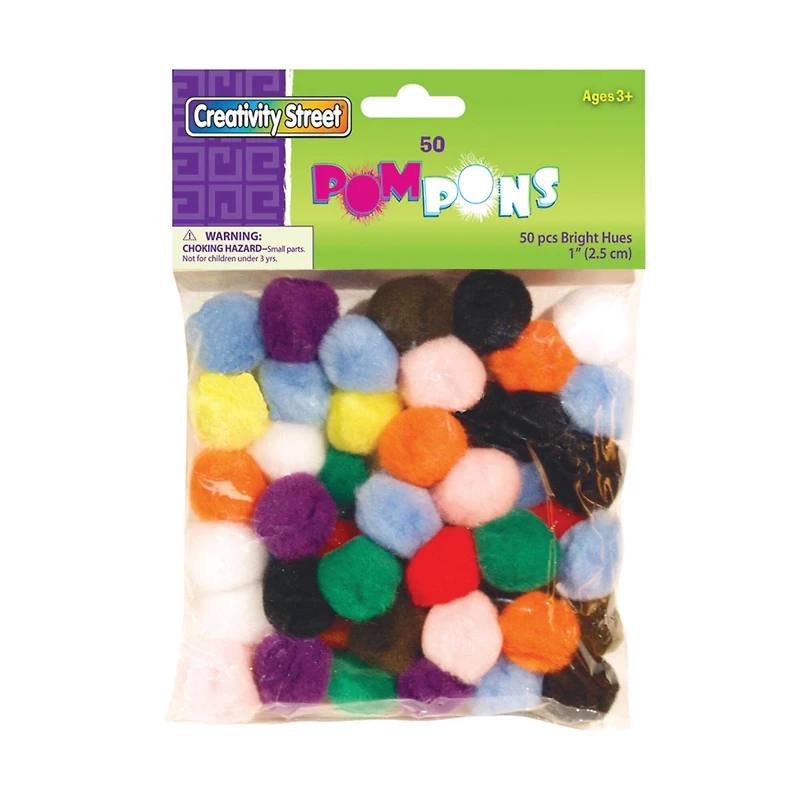 Creativity Street® Bright Hues 1'' Pom Pons, 50ct.
