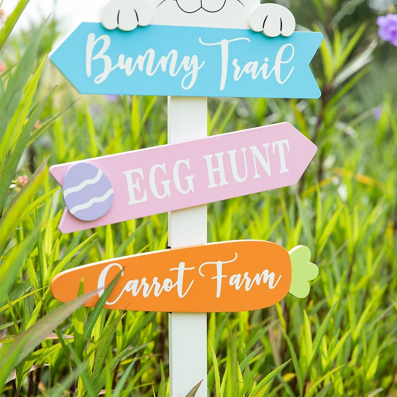 Glitzhome® 36" Wooden Easter Bunny Yard Stake