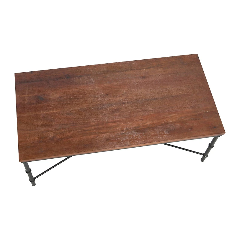 Hello Honey® Saratoga 4ft. Dark Chestnut Rustic Solid Wood & Metal Coffee Table