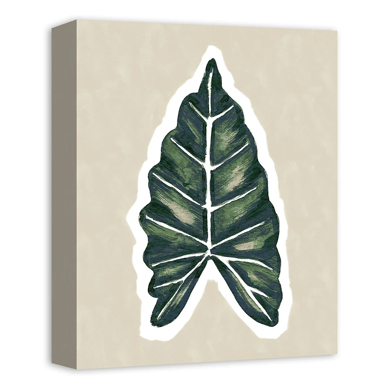 Tropical Leaf With Navy  11" x 14" Canvas Wall Art