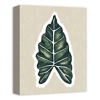 Tropical Leaf With Navy  11" x 14" Canvas Wall Art