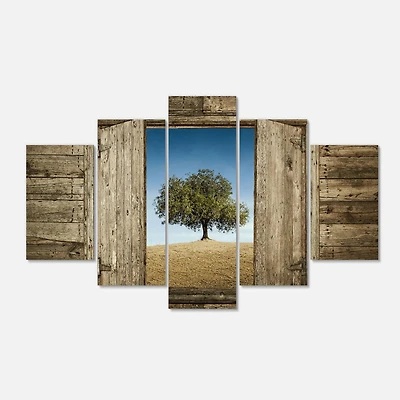 Designart - Window Open To Solitary Tree