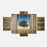Designart - Window Open To Solitary Tree