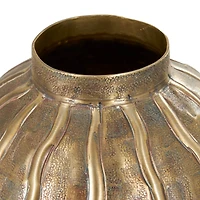 12" Brass Metal Snakeskin Inspired Vase with Dimensional Wavy Accents