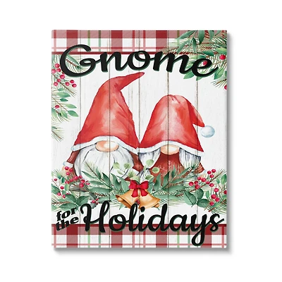 Stupell Industries Gnome For The Holidays Plaid Canvas Wall Art