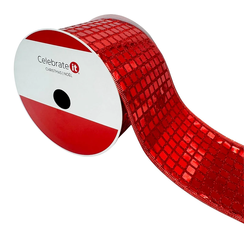 3.5" x 15ft. Red Disco Wired Ribbon by Celebrate It®