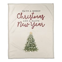 Merry Christmas Happy New Year Coral Fleece Blanket