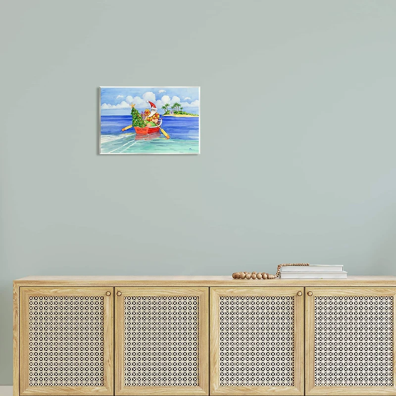 Stupell Industries Santa's Delivery Tropical Christmas Boat Wall Plaque Art