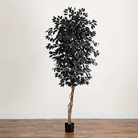 6ft. Artificial Halloween Black Ficus Tree with Natural Trunk