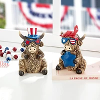 Glitzhome® Patriotic Americana Highland Cow Table Décor